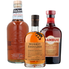 Drambuie whiskylikeur, Aerstone seaof
landcask whisky, Bols corenwijn,
Monkey shoulder of Naked